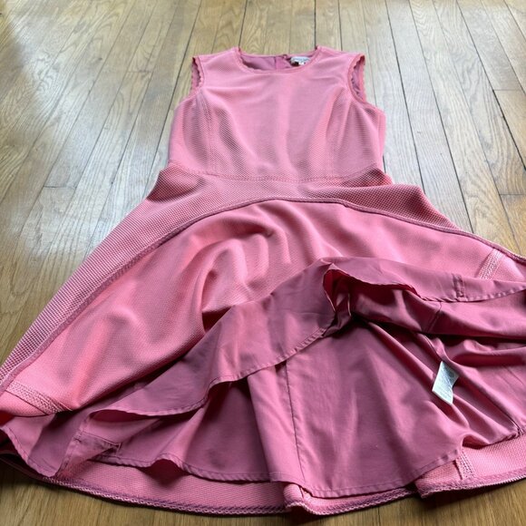 Rebecca Taylor Size 8 Women's Sleeveless Textured Pink Fit & Flare Dress - Picture 3 of 11